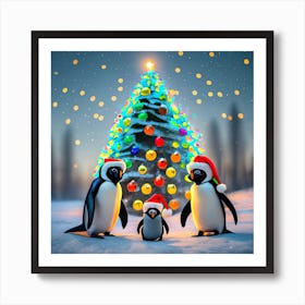 Christmas Penguins Art Print