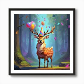 Birthday Deer 4 Art Print