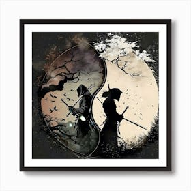 Samurai Yin And Yang Art Art Print