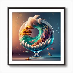 A Tsunami In Vertically Placed Glass With Beauti (3) Art Print