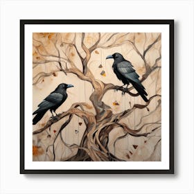 Crows In The Tree Art Print