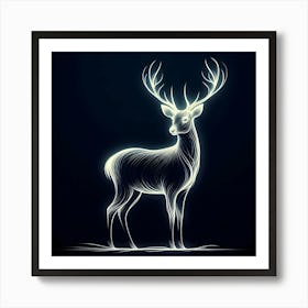 Deer On A Dark Background Art Print