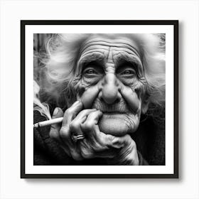 Old Lady Smoking A Cigarette 1 Art Print