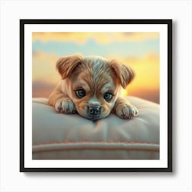 Puppy At Sunset Art Print