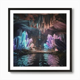 Crystal Cavern with Magical Crystals Art Print