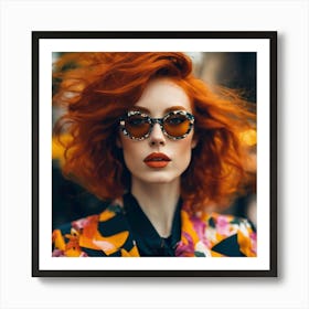 Portrait Of A Woman With Red Hair Art Print