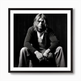 Black And White Photograph Of Kurt Cobain Art Print