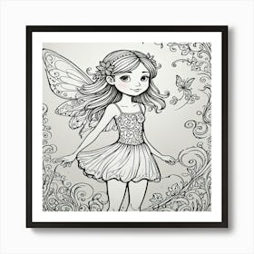 Fairy Coloring Pages Art Print