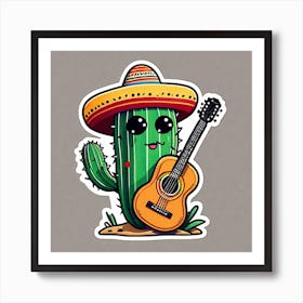 Cactus With Guitar 27 Art Print