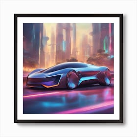 A Vibrant And Dynamic Design Featuring A Futuristic Electric Car, With Sleek Design, Long Range Capa (1) Art Print