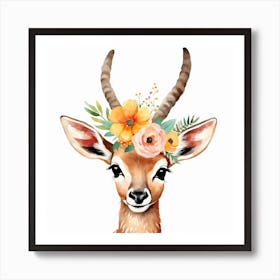 Floral Baby Antelope Nursery Illustration (34) Art Print