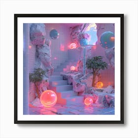 Room With Neon Lights 2 Art Print