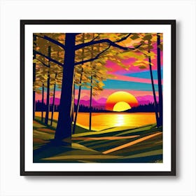 Sunset In The Woods 5 Art Print