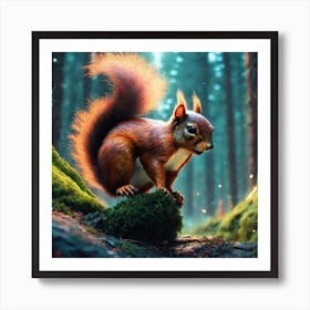 Red Squirrel In The Forest 13 Art Print