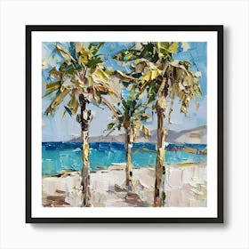 Palm Trees On The Beach Mallorca, Spain Art Print