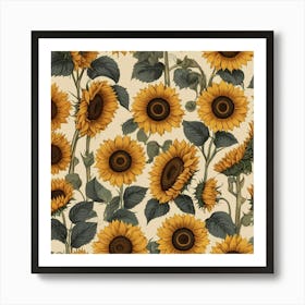 Default Default Retro Vintage Sunflower For Defferent Seasons 0 Art Print