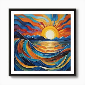 Sunset On The Waves Art Print