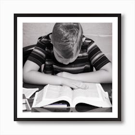 Boy Reading A Book Art Print