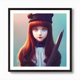 Girl With A Sword Art Print