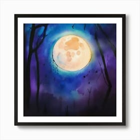 Full Moon In The Forest 3 Art Print