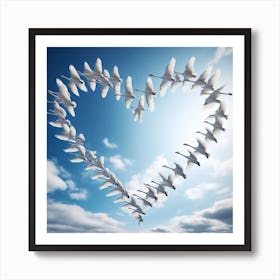 Swans In A Heart Shape Art Print