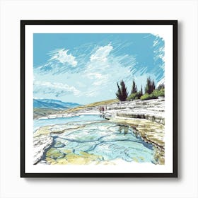 A Pamukkale In Turkey Hand Drawn Sketch Illustra 1720349300 3 Art Print