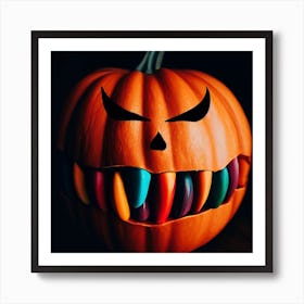 Halloween Pumpkin Teeth Art Print