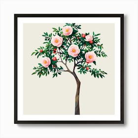 Abstract modernist Camellia tree 5 Art Print