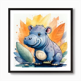 Happy Lil Hippo Art Print