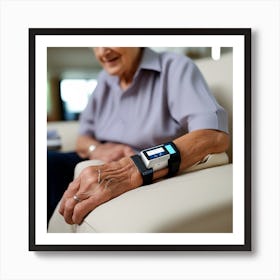 Elderly Woman With Smart Watch Art Print