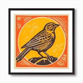 Retro Bird Lithograph Yellowhammer 4 Art Print