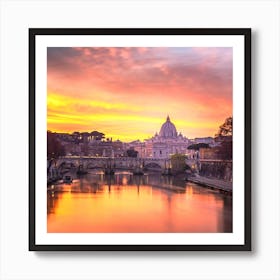 Sunset over the Vatican city Art Print