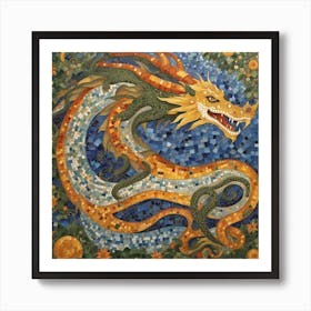 Mosaic dragon Art Print