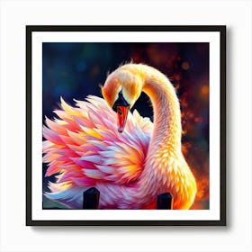 Pink Swan Ai  Art Print