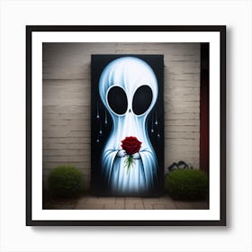 Alien With A Rose Art Print