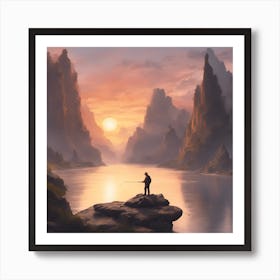 Fishing In The Mountains Art Print