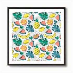 Tropical Fruit Seamless Pattern Art Print