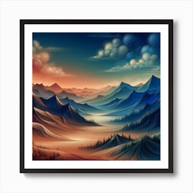 Abstract Mountain Landscape Art Print