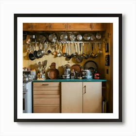 A Photo Of A Kitchen With A Variety Of Cooking Ute Art Print