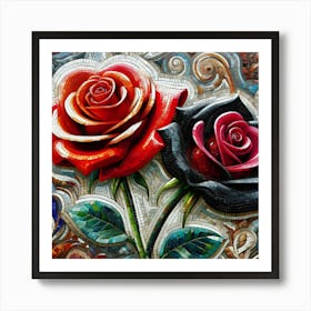 Mosaic Roses 1 Art Print