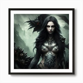 Woman Dark Throne Girl Environment Dark (4) Art Print