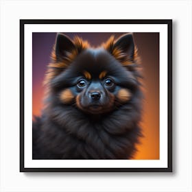 Black Pomeranian Burst Art Print