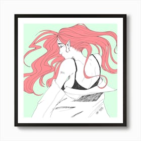 Pink Haired Girl Art Print