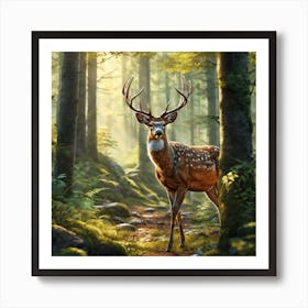 Deer In The Forest 129 Art Print