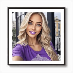 Woman In Purple Shirt Art Print
