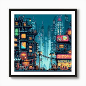 8-bit dystopian cityscape 3 Art Print