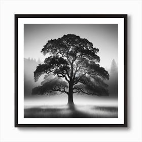 Tree In The Fog Art Print