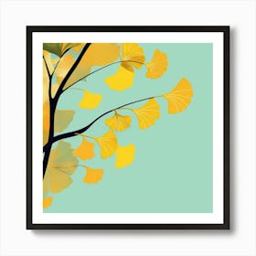 ginkgo yellow Autumn Leaves Art Print