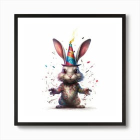 Bunny In A Party Hat Art Print