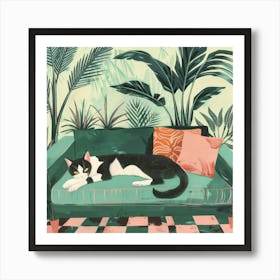 Cat On The Couch 4 Art Print